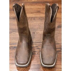 Ariat American Flag Leather Western Cowboy Boots Boys Size 1